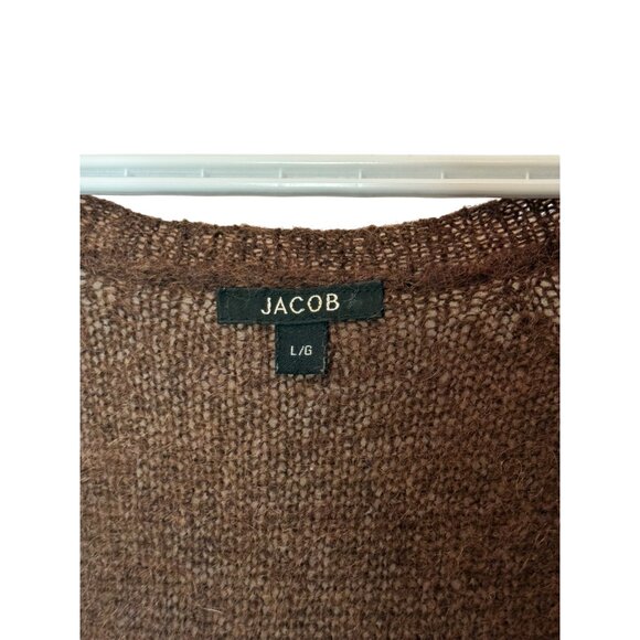 Jacob chocolate brown long sleeve deep V-neck knitted sweater size L - Picture 3 of 4